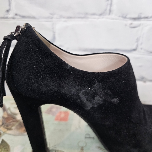Miu Miu Black Suede Glitter Sole Platform Booties - Picture 8 of 10